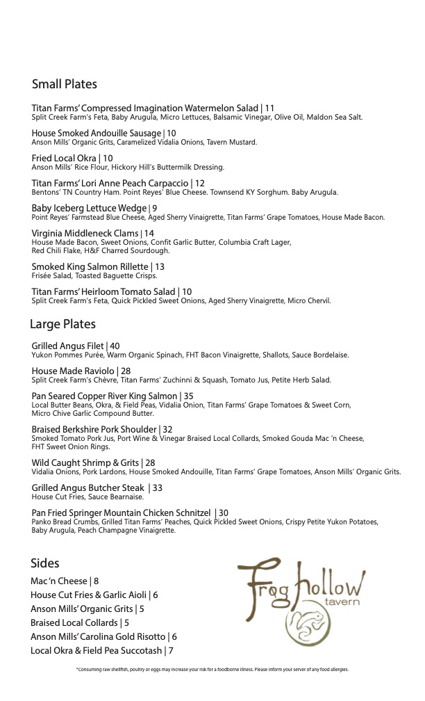 Frog Hollow Tavern The New American Tavern